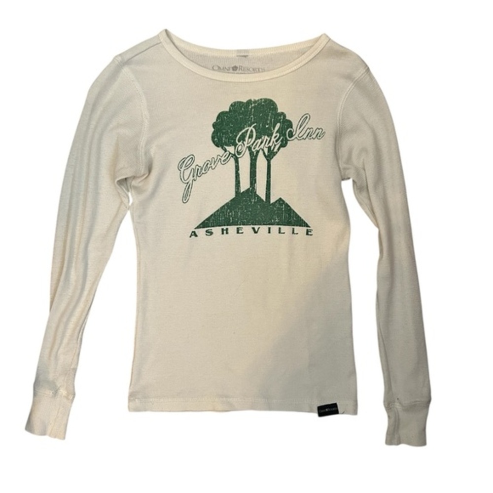 White thermal long sleeve shirt from grove park inn, Asheville NC, size XS